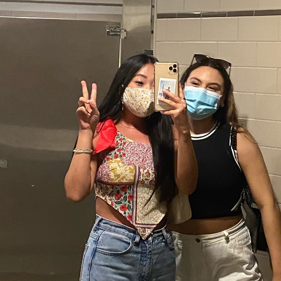 Red Floral Ribbon One Shoulder Top - Picture 3 of 4